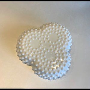 White hobnail candy/olive dish